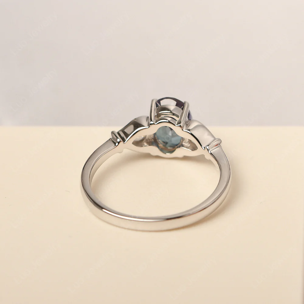 Alexandrite Ring with Pear Side Stones - Image 3