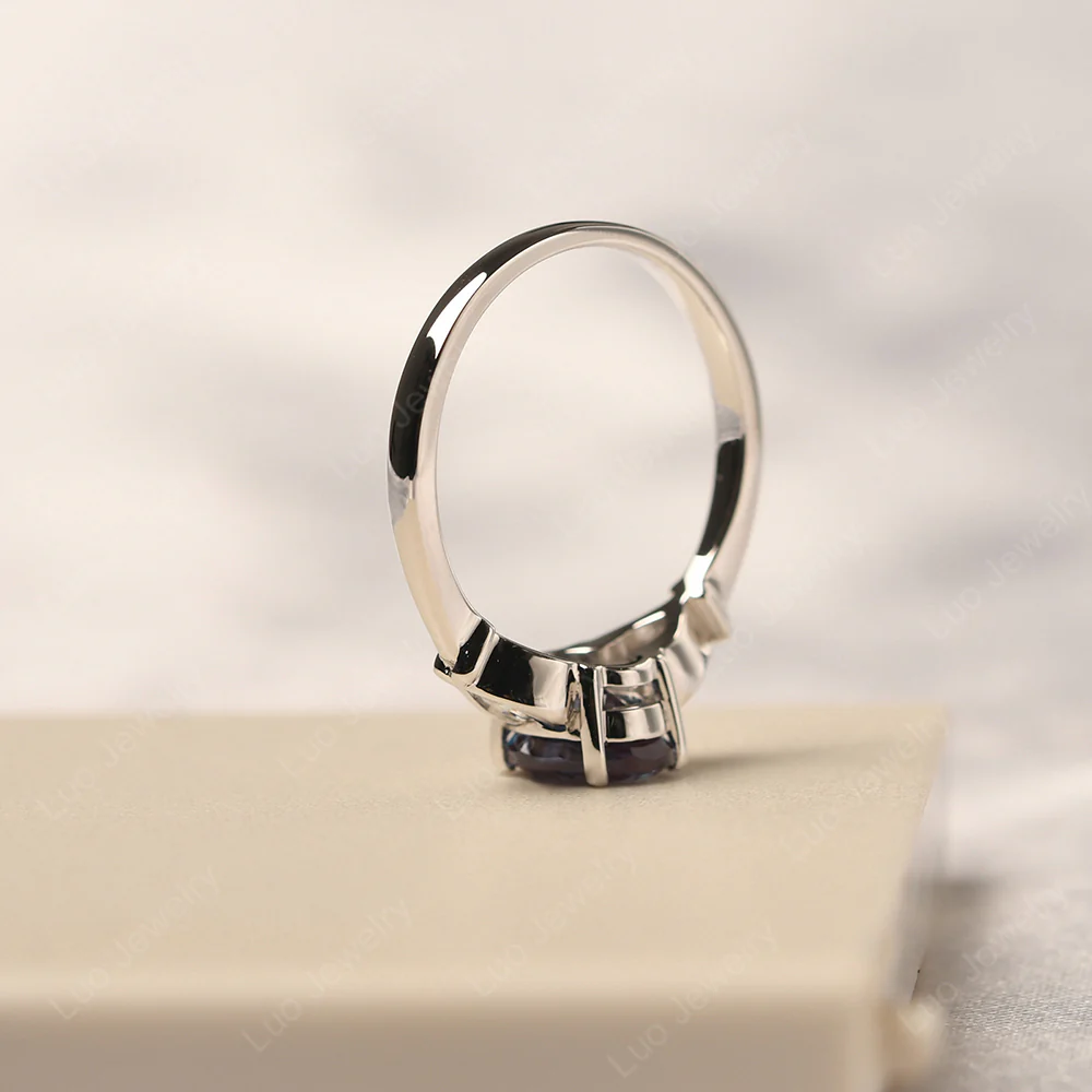 Alexandrite Ring with Pear Side Stones - Image 4