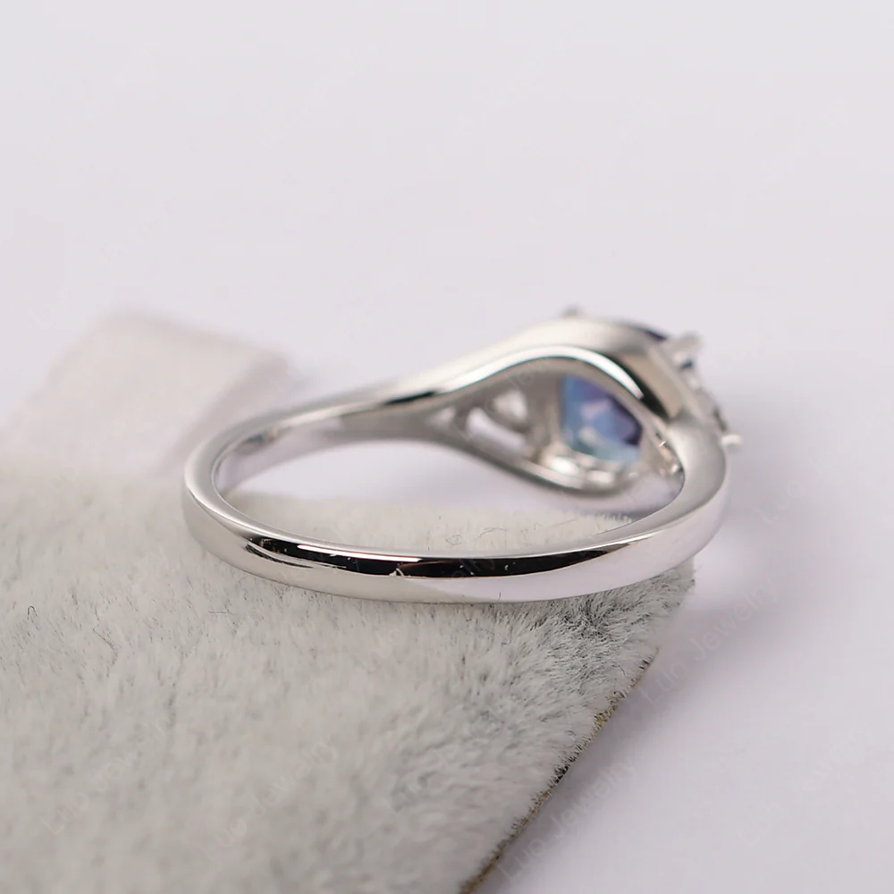 Alexandrite Milgrain Trilogy Engagement Ring - Image 4
