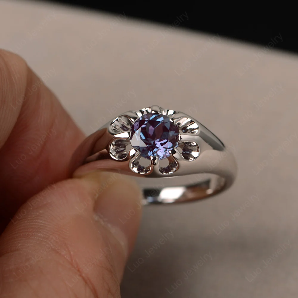 Bold Alexandrite Solitaire Nontraditional Ring - Image 2