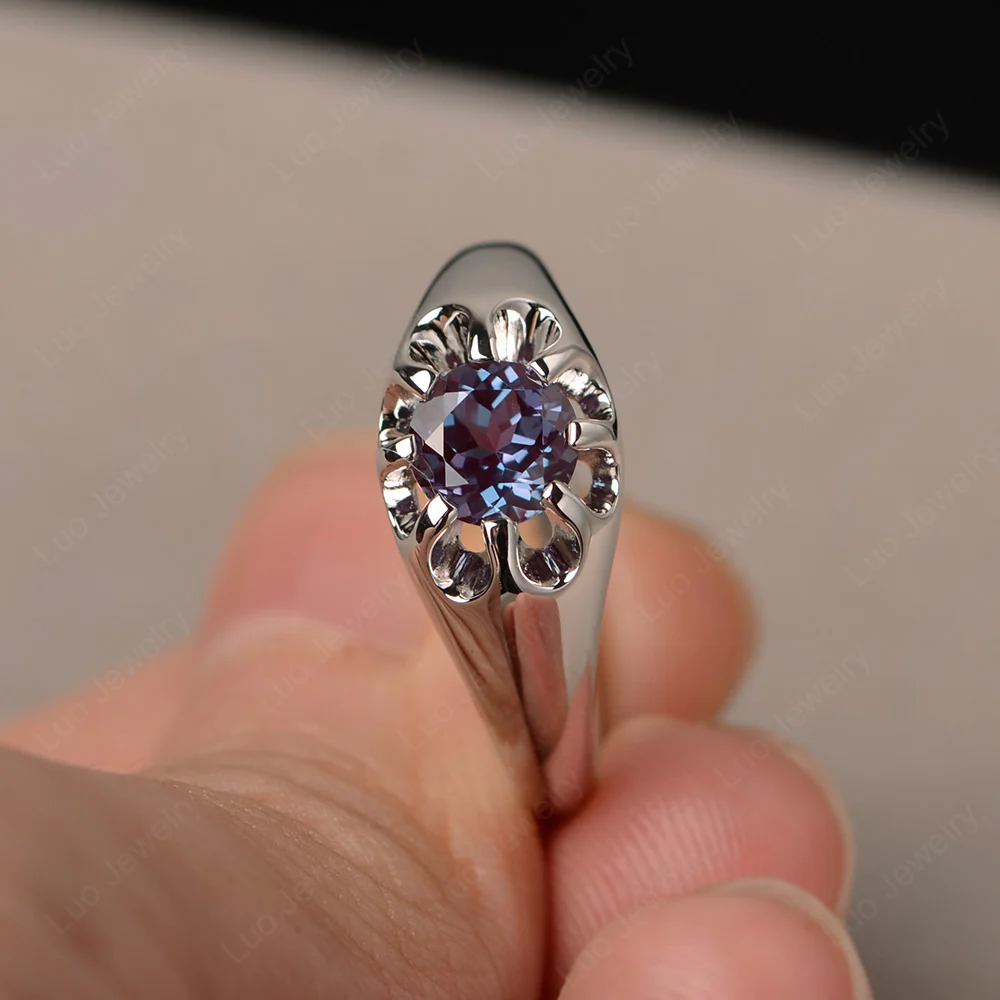 Bold Alexandrite Solitaire Nontraditional Ring - Image 3