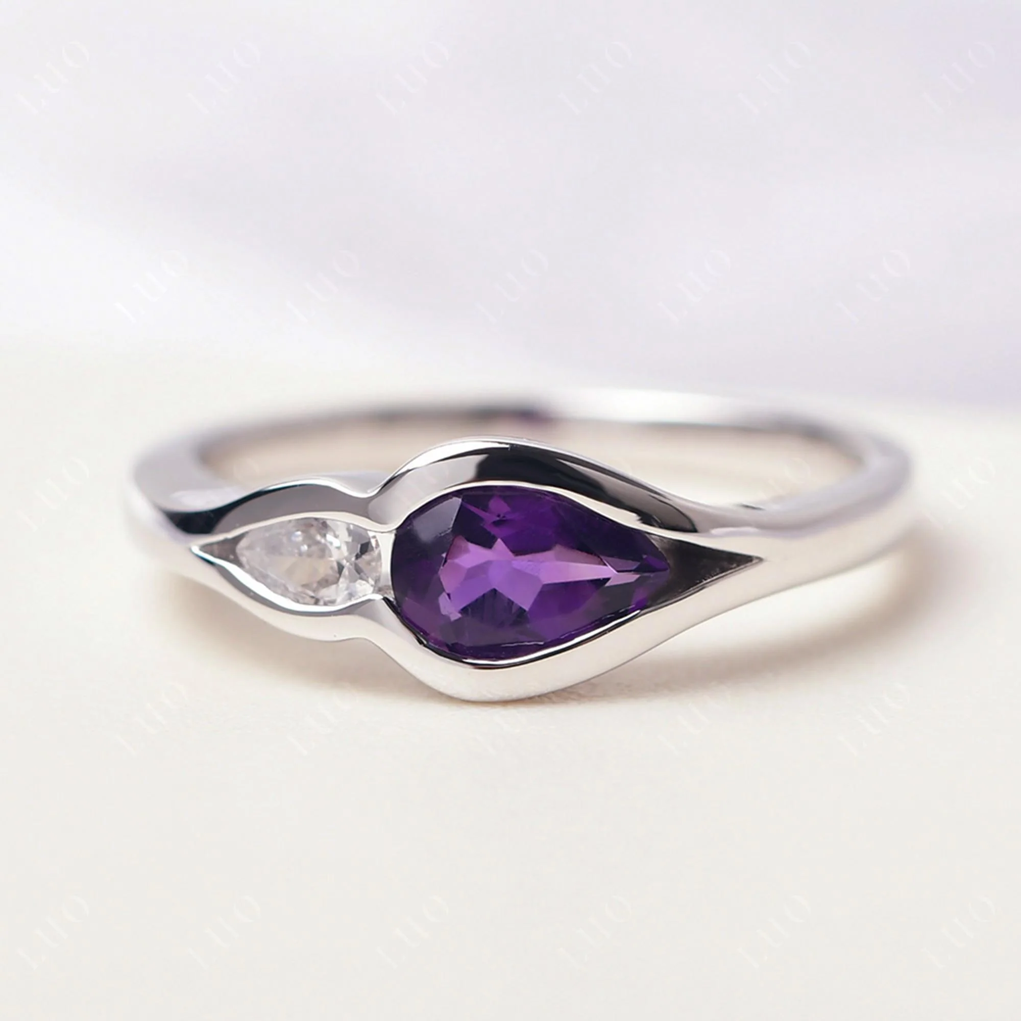 Amethyst Two Stone Wedding Ring - Image 10