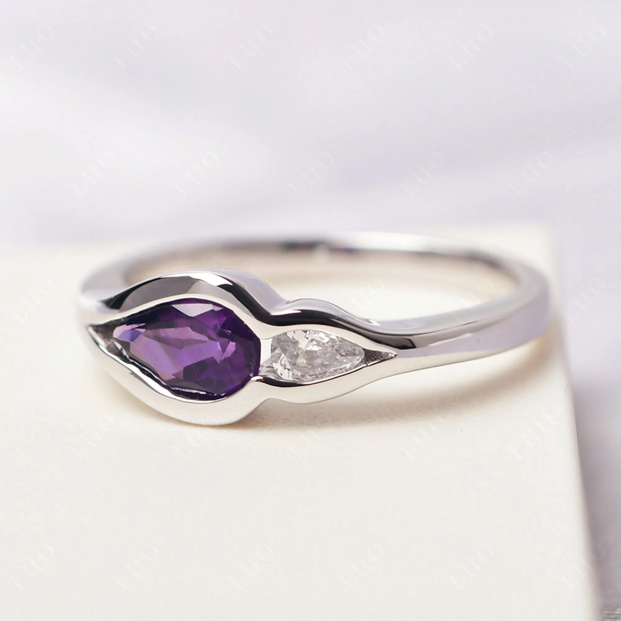 Amethyst Two Stone Wedding Ring - Image 11