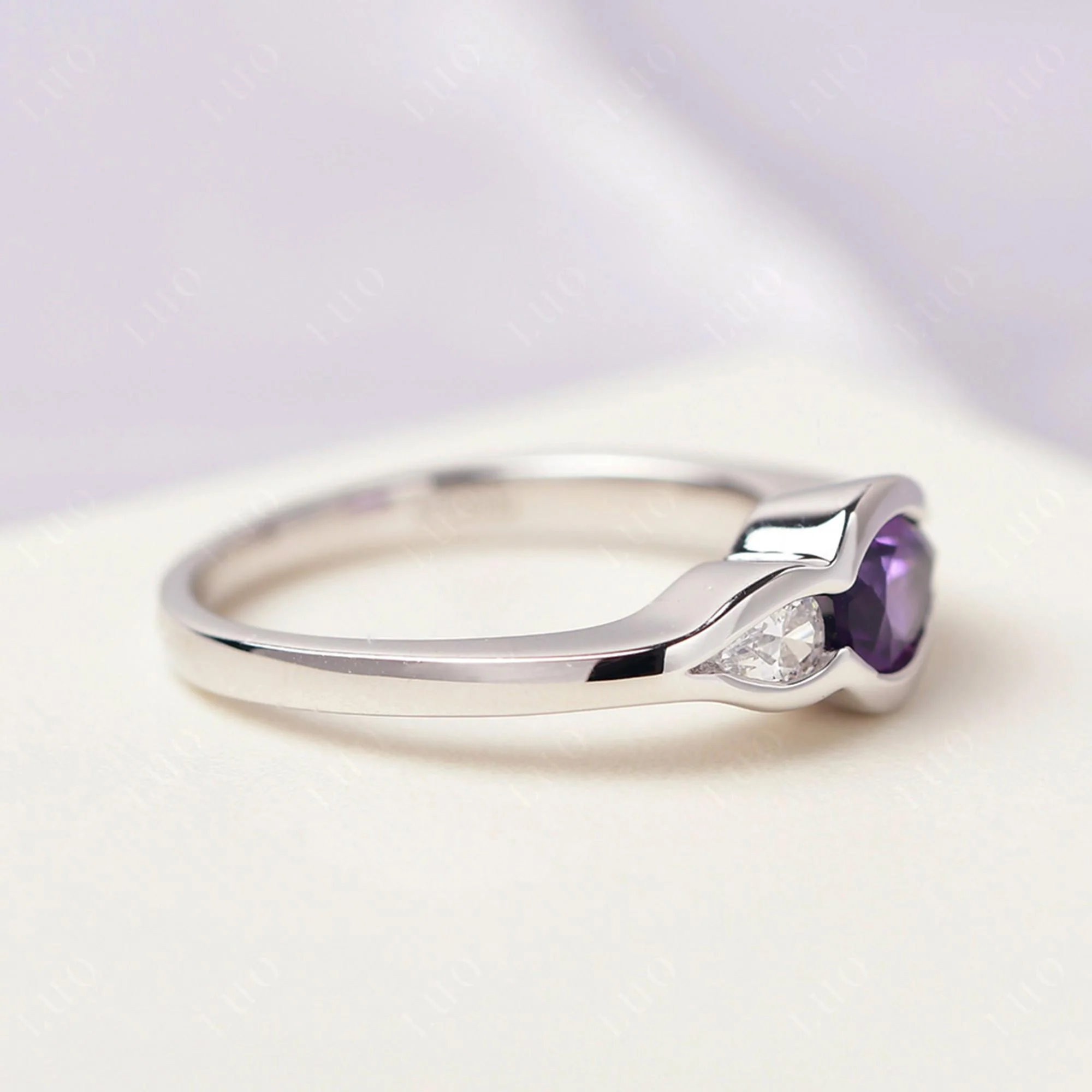 Amethyst Two Stone Wedding Ring - Image 13