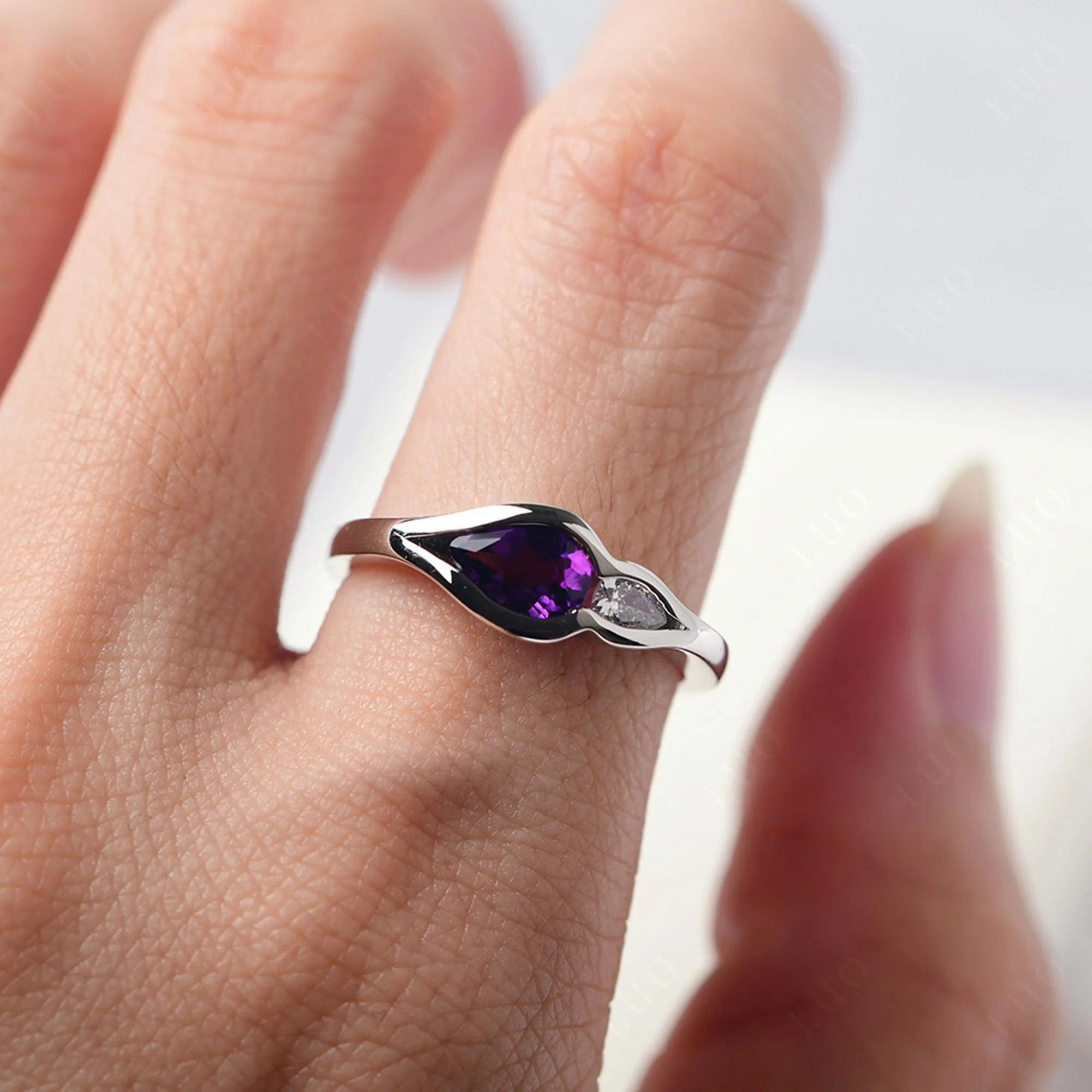 Amethyst Two Stone Wedding Ring - Image 14