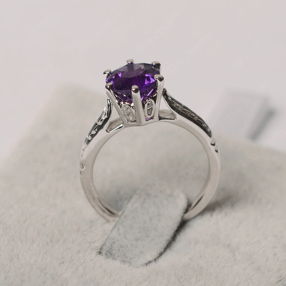 Amethyst Vintage Cathedral Engagement Ring - Image 2