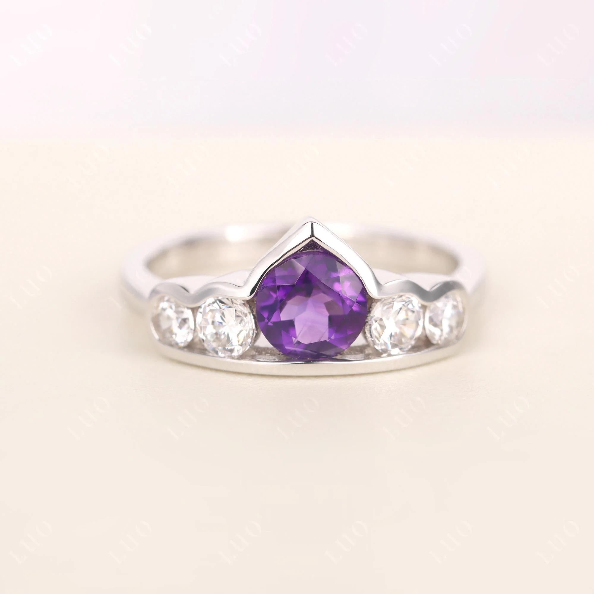 Amethyst Crown Wedding Ring