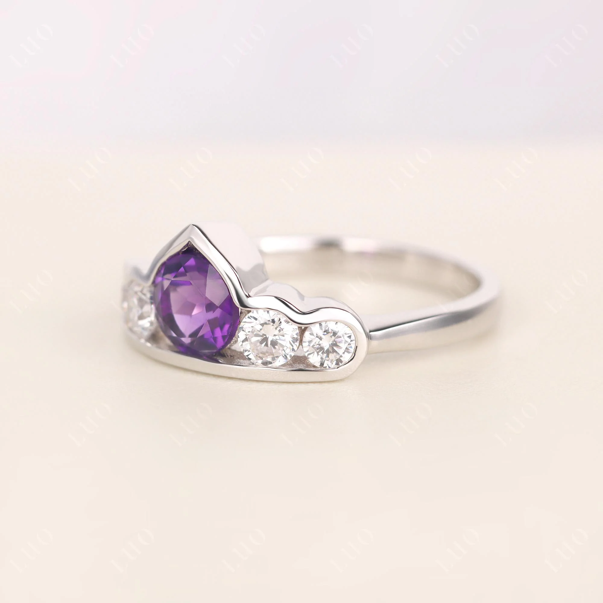 Amethyst Crown Wedding Ring - Image 2