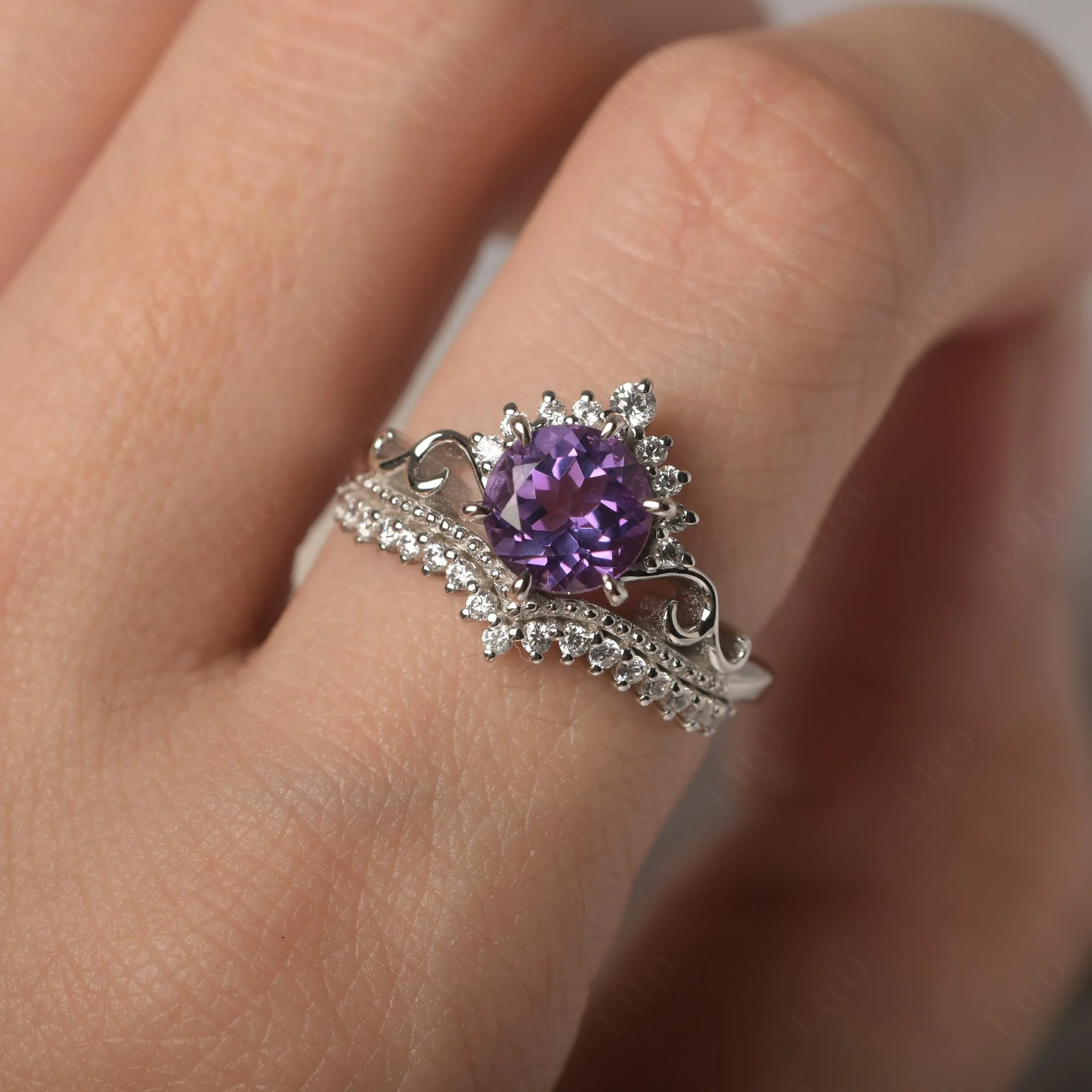 Amethyst Tiara Promise Ring - Image 15
