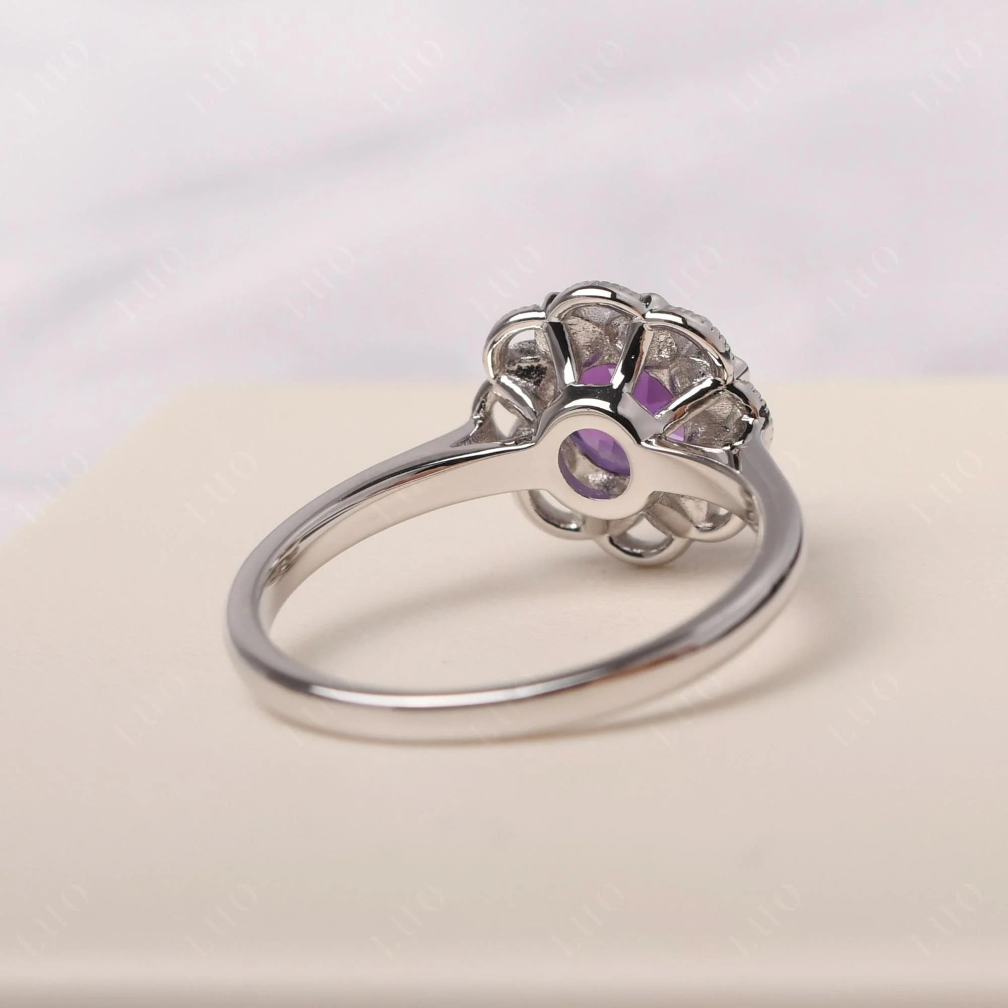Round Cut Amethyst Filigree Ring - Image 12