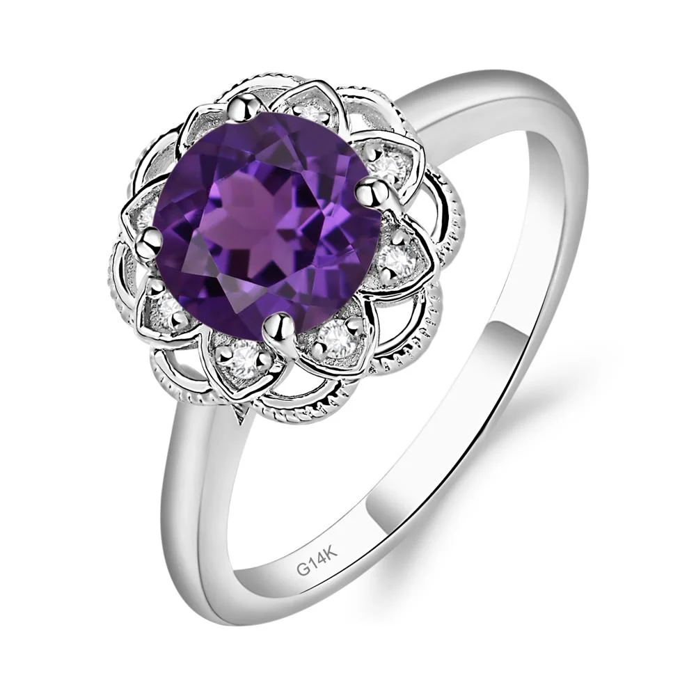 Round Cut Amethyst Filigree Ring - Image 3
