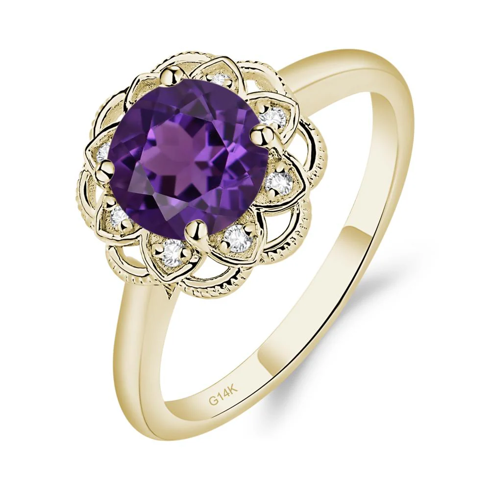 Round Cut Amethyst Filigree Ring - Image 4