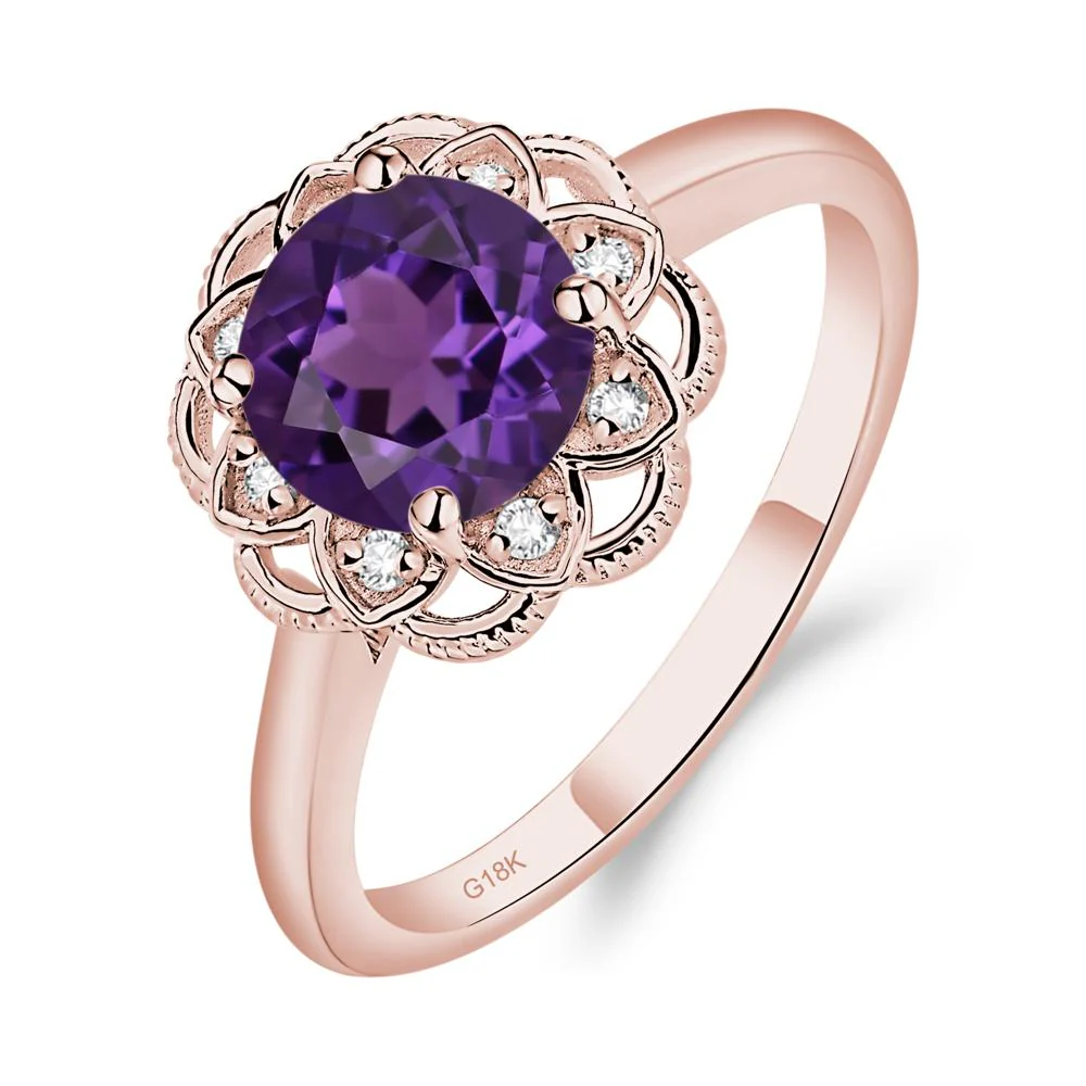 Round Cut Amethyst Filigree Ring - Image 9