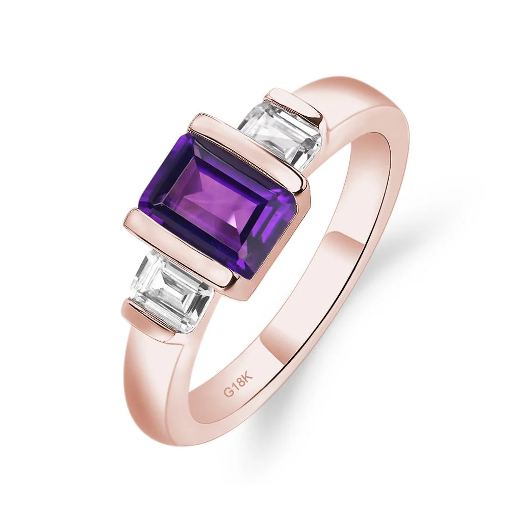 Amethyst Emerald Cut Three Stone Ring - Image 9
