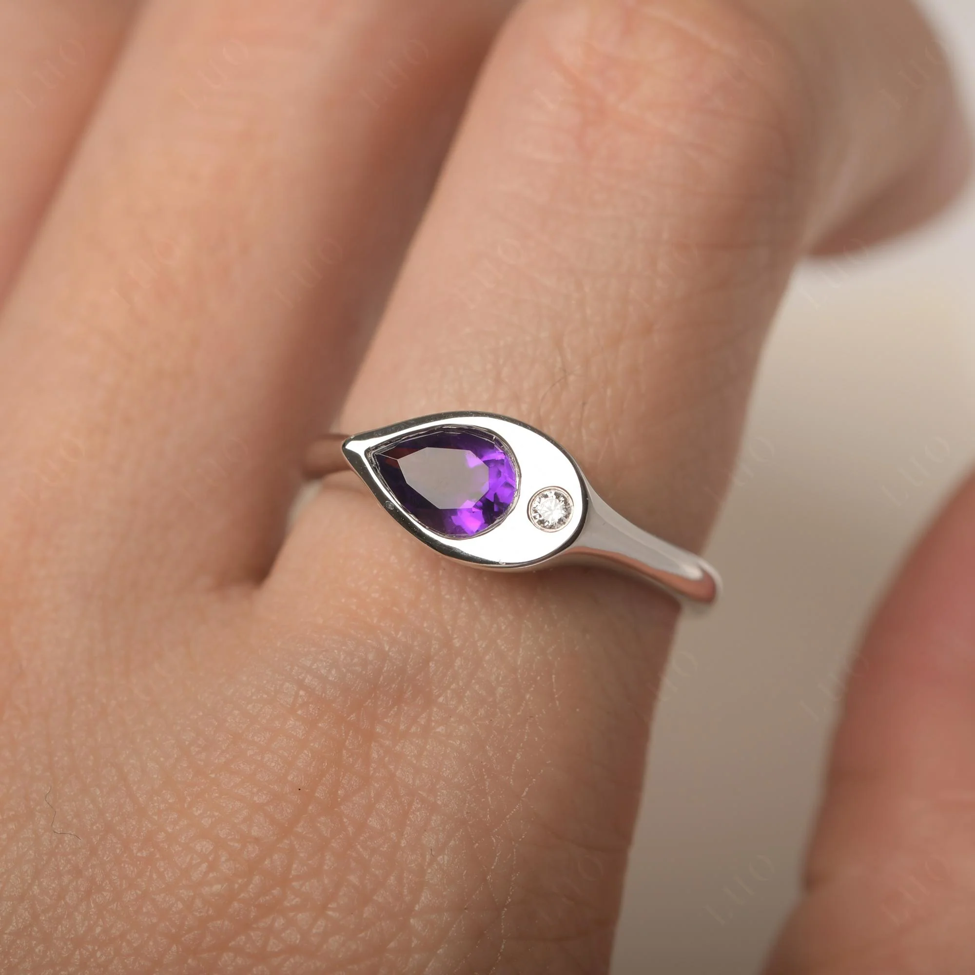 Amethyst Pinky Ring for Women - Image 14
