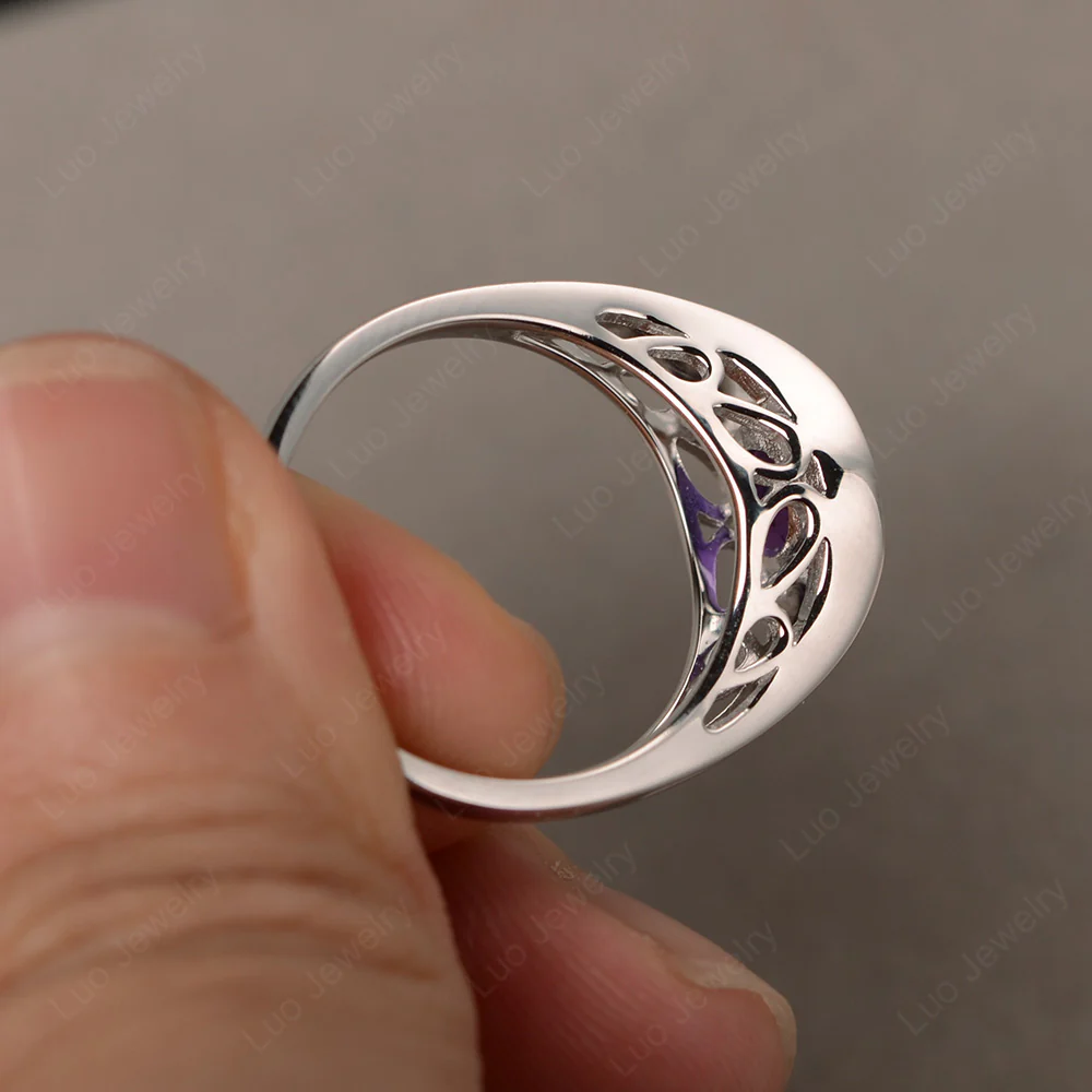 Amethyst Unique Solitaire Engagement Ring - Image 3