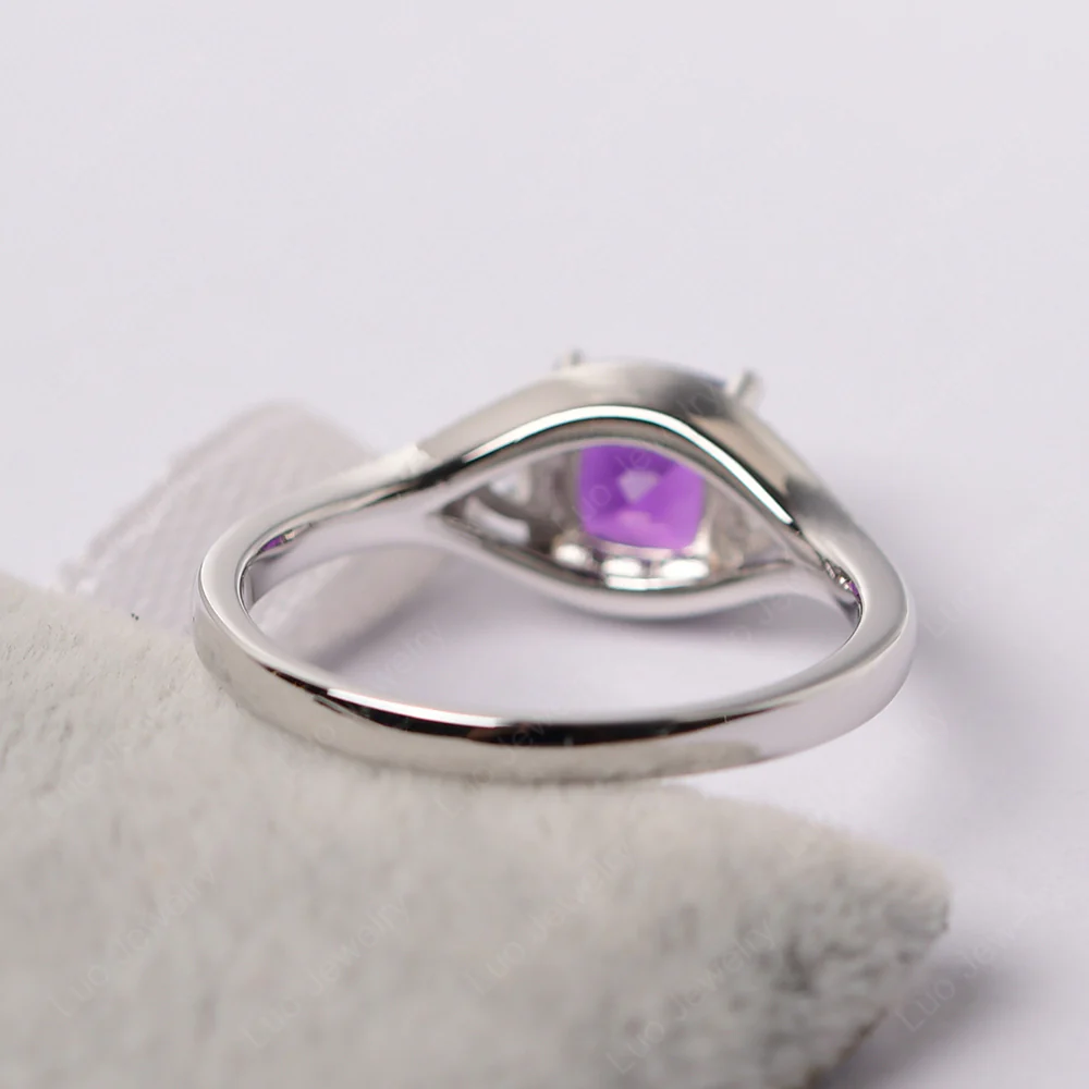Amethyst Three Stone Cushion Cut Ring - Image 4