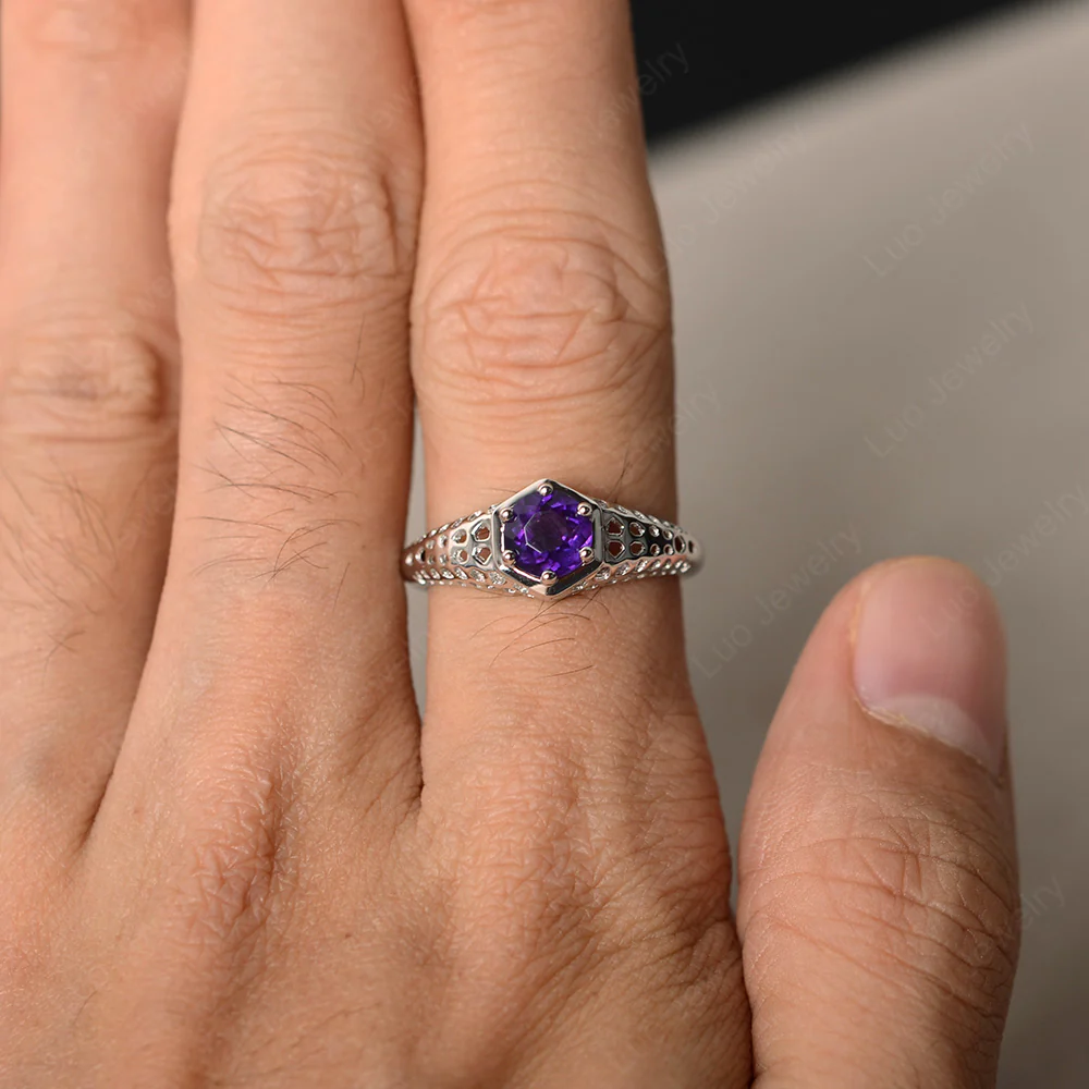 Amethyst Hollow Out Ring - Image 3