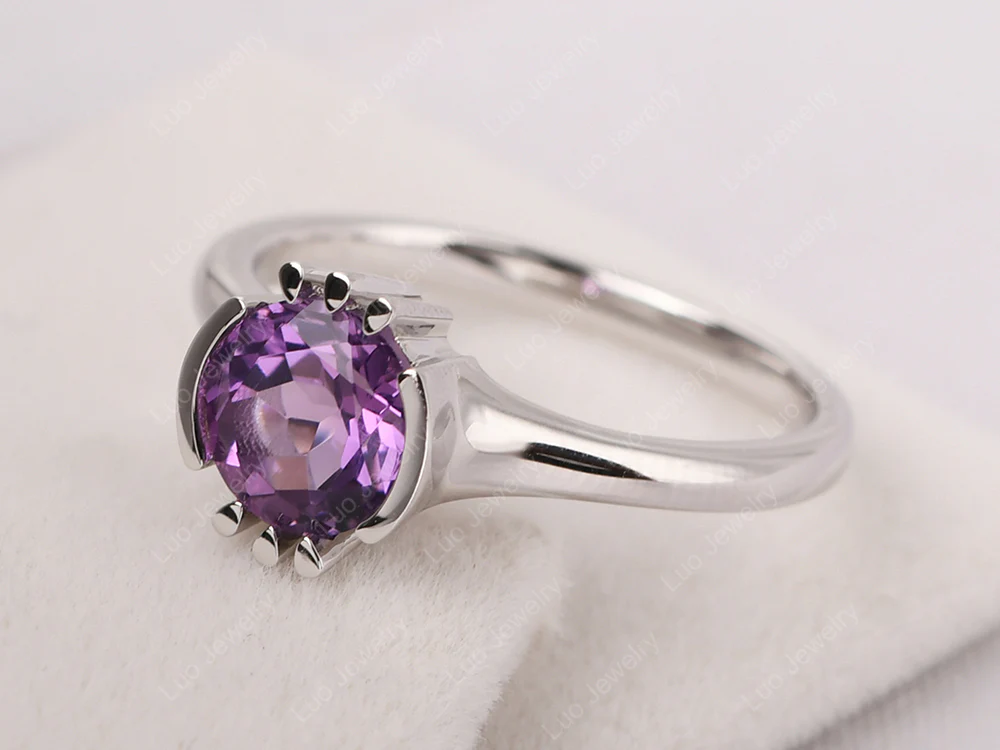 Unique Amethyst Solitaire Ring - Image 2