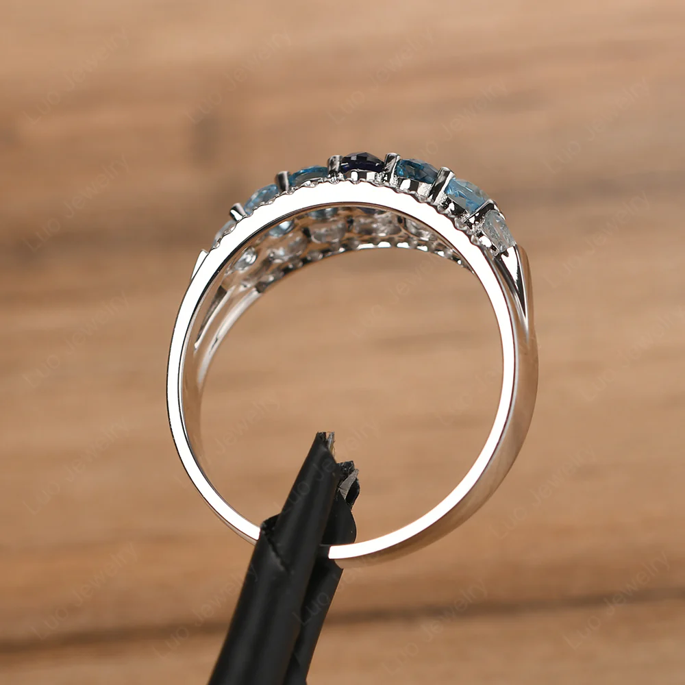 Sapphire and Aquamarine and Topaz Ring - Image 3