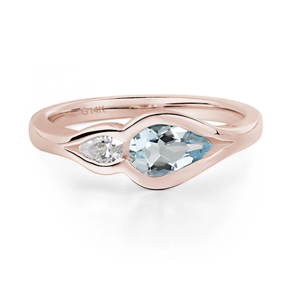 Aquamarine Bezel Pear Engagement Ring