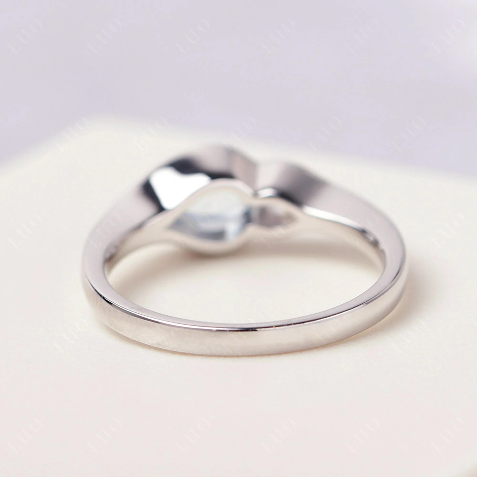 Aquamarine Bezel Pear Engagement Ring - Image 13