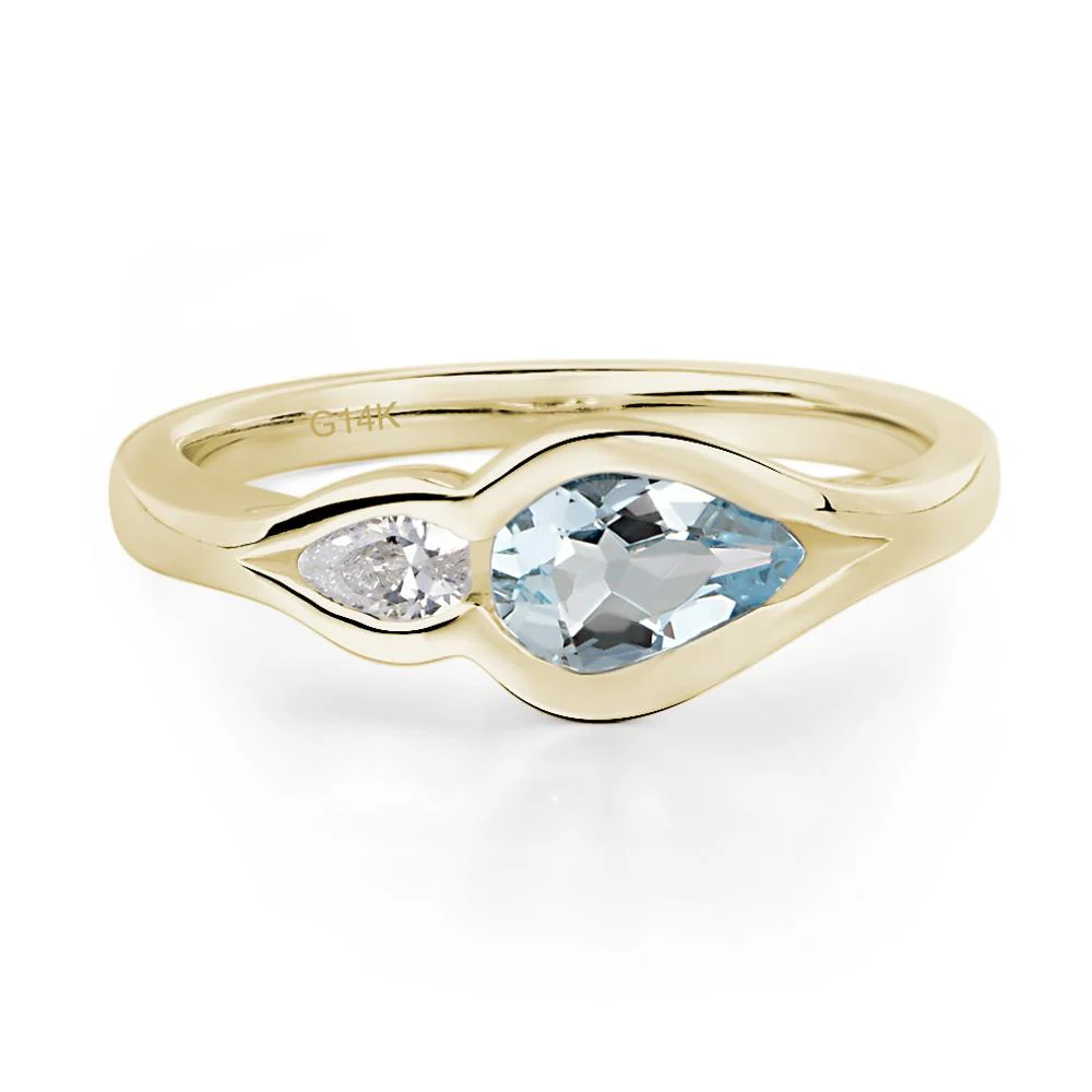 Aquamarine Bezel Pear Engagement Ring - Image 5