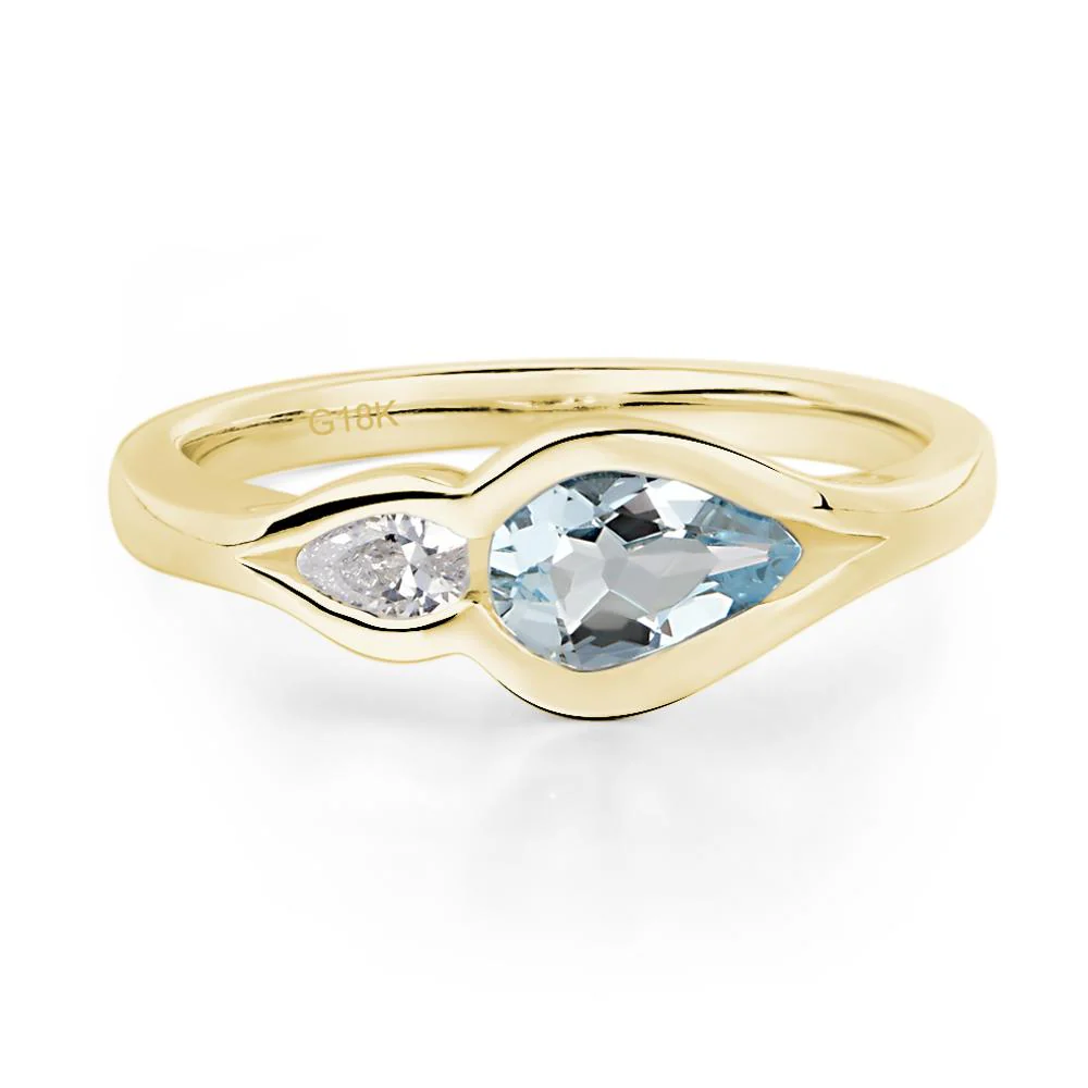 Aquamarine Bezel Pear Engagement Ring - Image 8