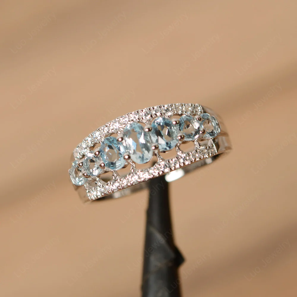 Aquamarine Cluster Cocktail Ring