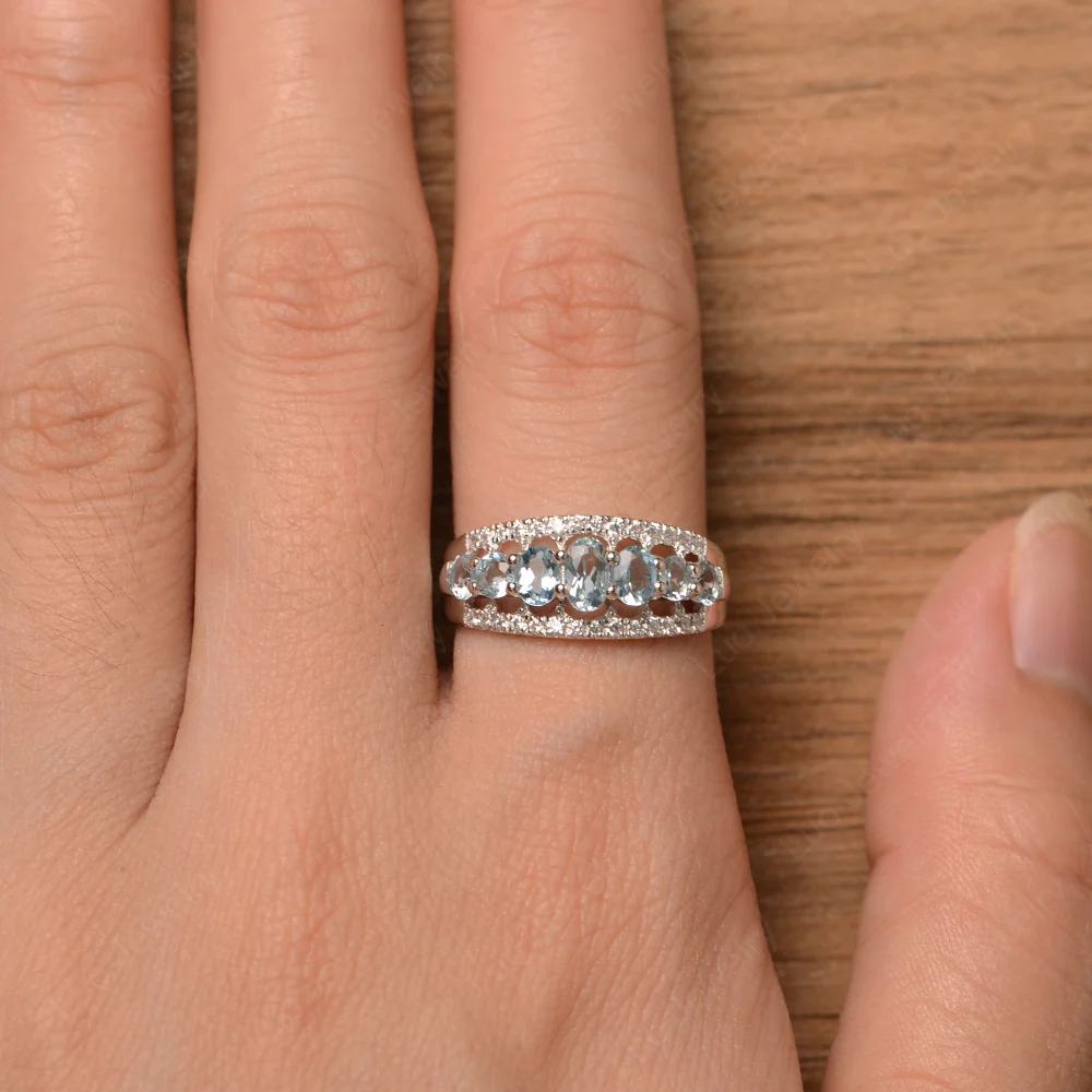 Aquamarine Cluster Cocktail Ring - Image 4