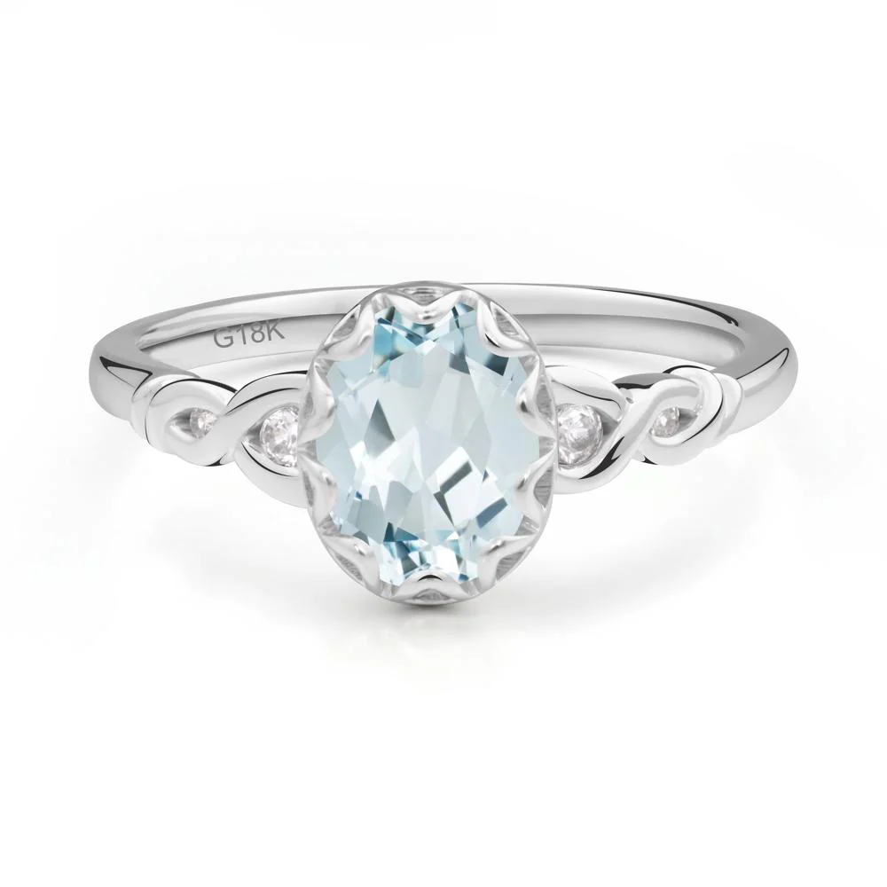 Vintage Aquamarine Oval Cut Engagement Ring - Image 6
