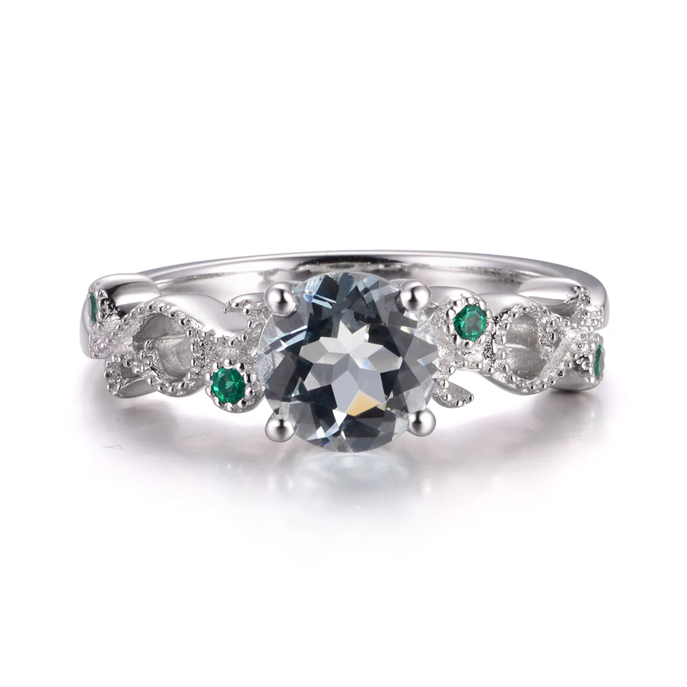Aquamarine Art Deco Engagement Ring