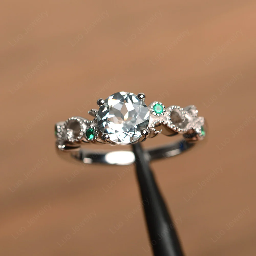 Aquamarine Art Deco Engagement Ring - Image 2