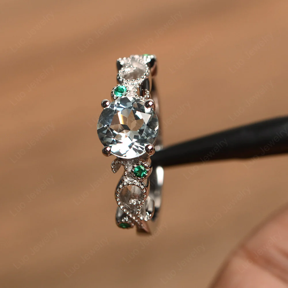 Aquamarine Art Deco Engagement Ring - Image 3