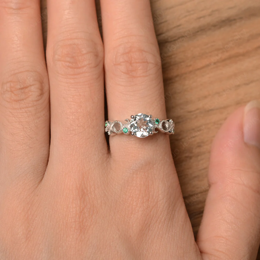 Aquamarine Art Deco Engagement Ring - Image 5