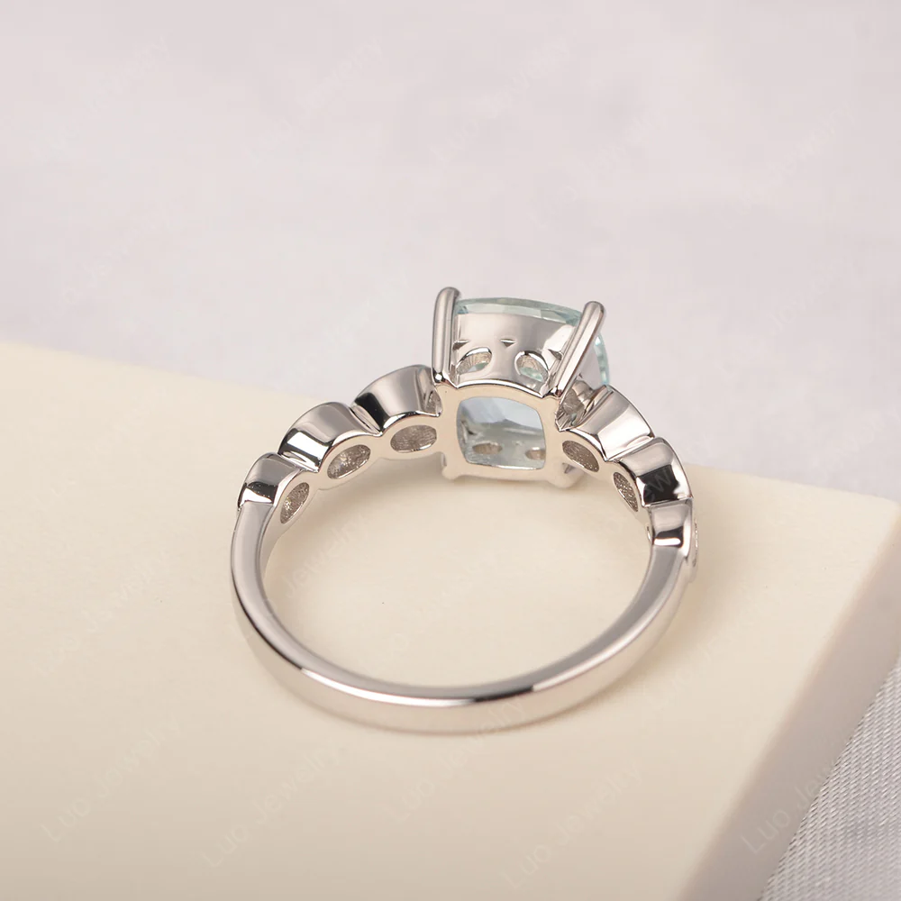 Cushion Cut Aquamarine Infinity Ring - Image 3