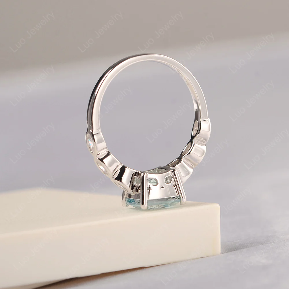 Cushion Cut Aquamarine Infinity Ring - Image 4