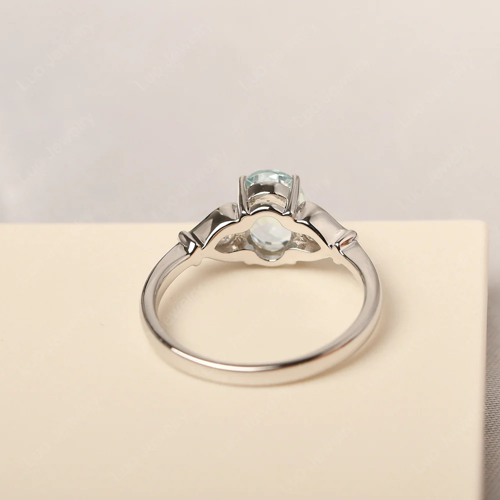 Aquamarine Ring with Pear Side Stones - Image 3