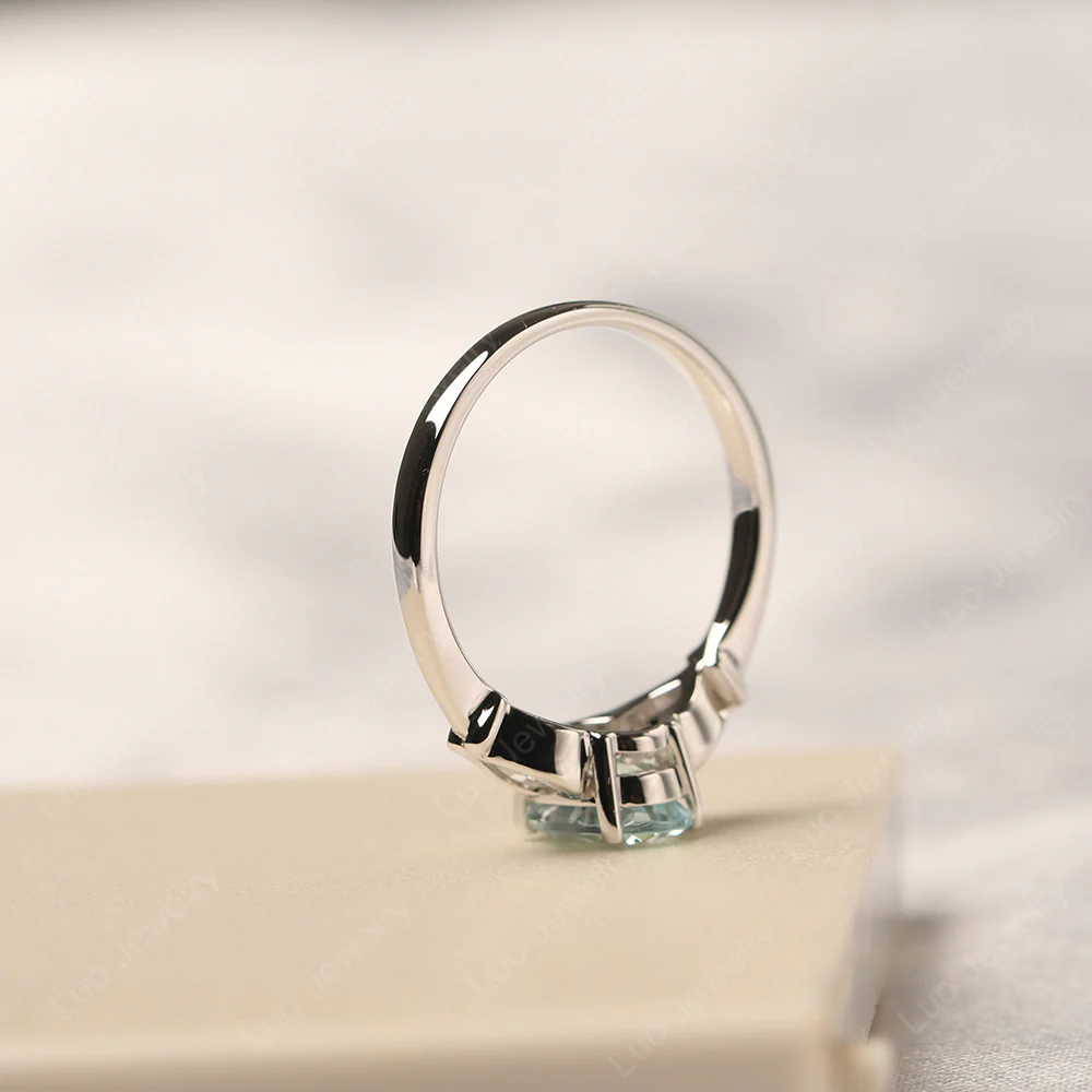 Aquamarine Ring with Pear Side Stones - Image 4