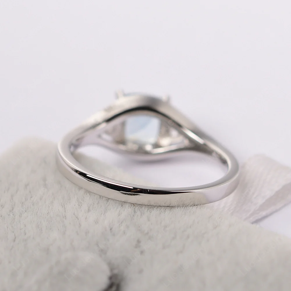 Aquamarine Three Stone Cushion Cut Ring - Image 4