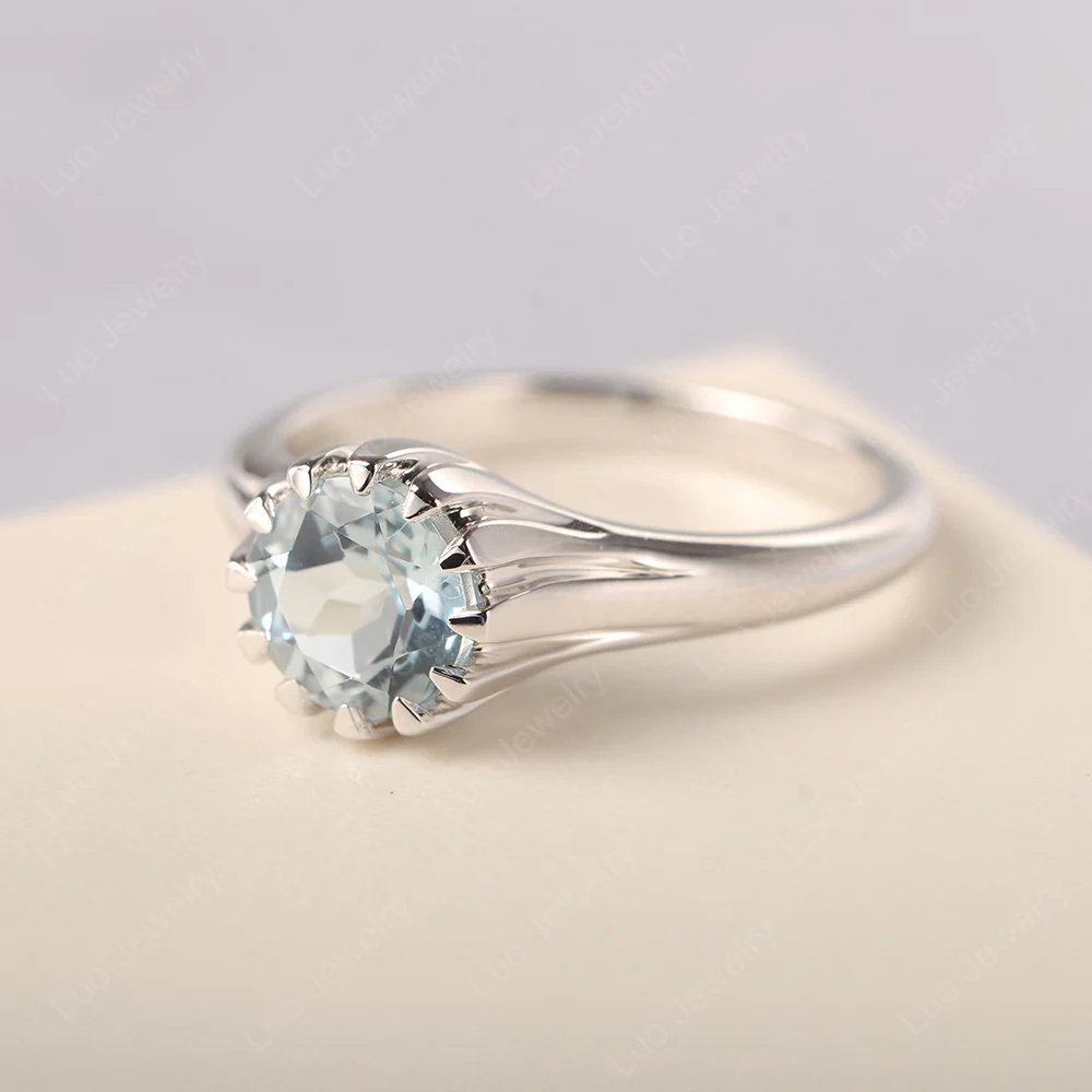 Flame Inspired Aquamarine Solitaire Ring - Image 2