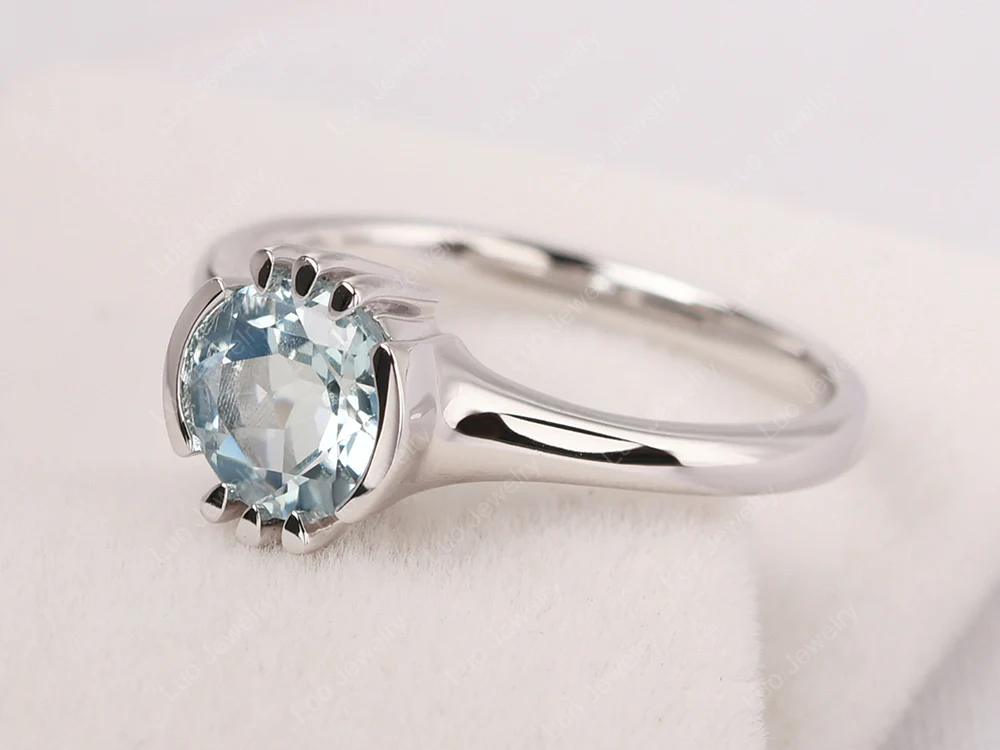 Unique Aquamarine Solitaire Ring - Image 2
