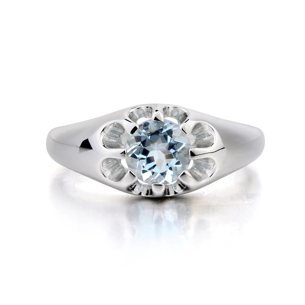 Bold Aquamarine Solitaire Nontraditional Ring