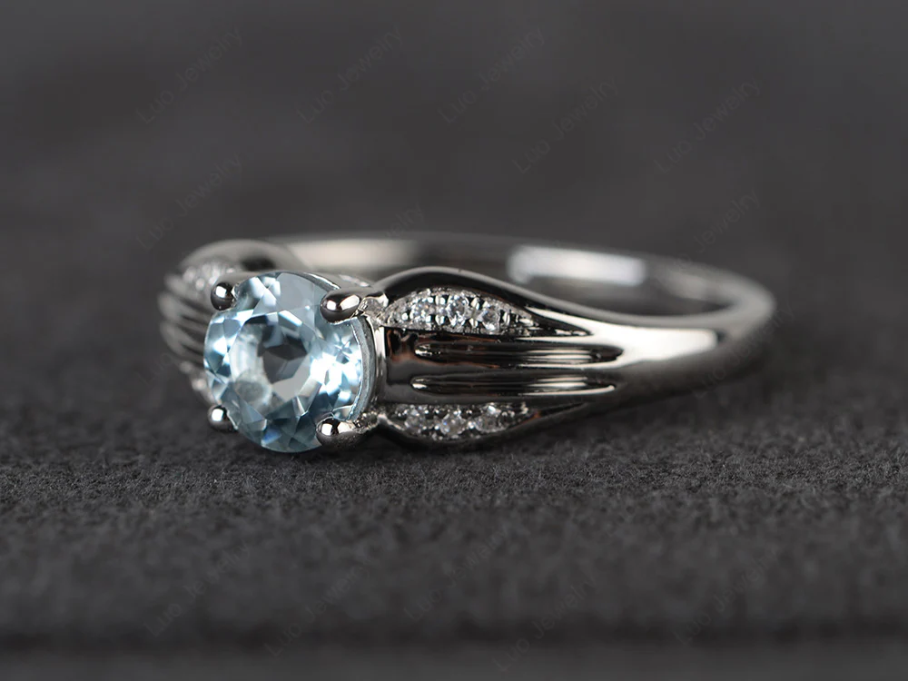 Aquamarine Antique Engagement Ring - Image 2