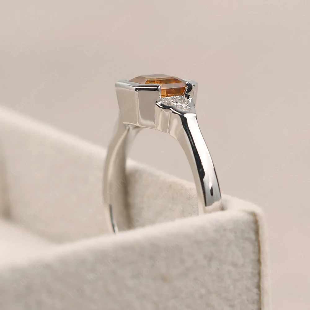 Vintage Asscher Cut Citrine Ring - Image 4