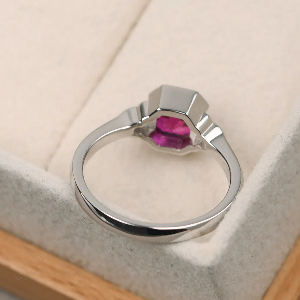 Vintage Asscher Cut Ruby Ring - Image 3