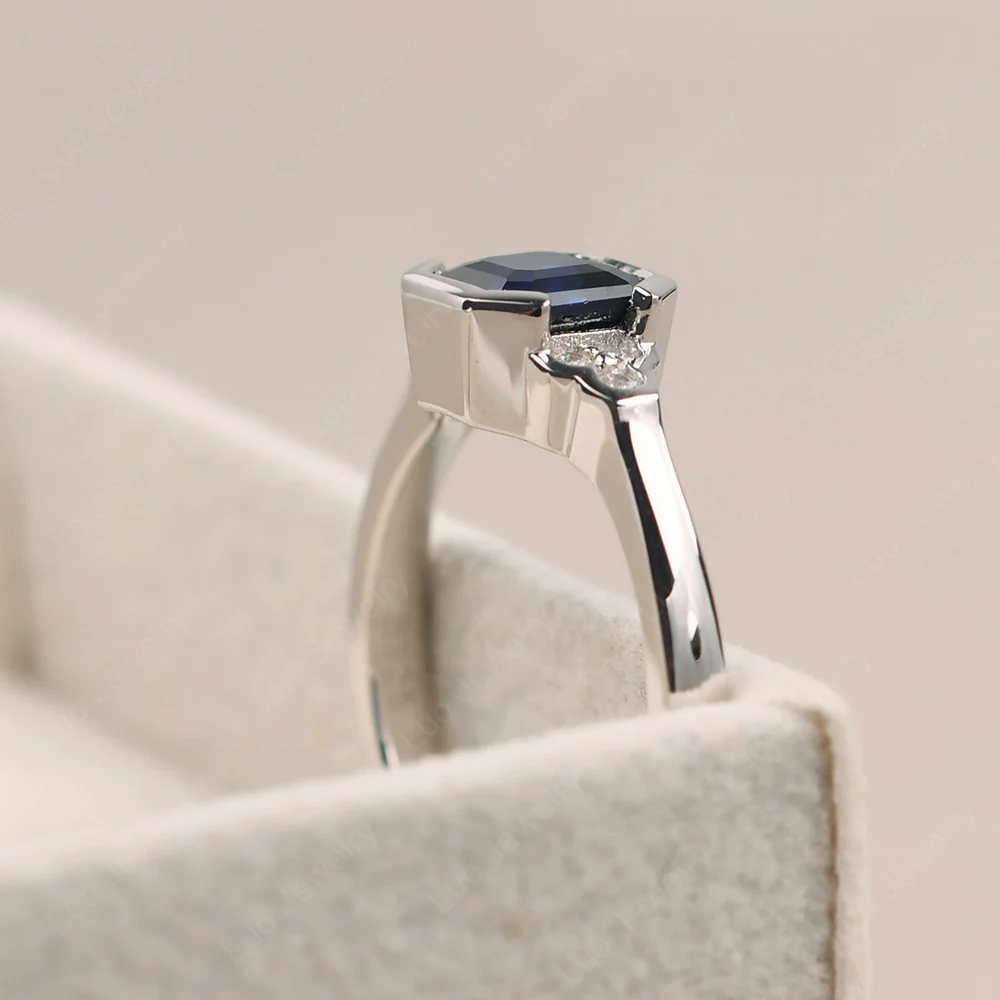 Vintage Asscher Cut Sapphire Ring - Image 4