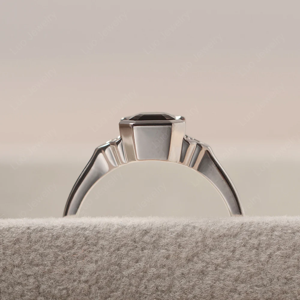 Vintage Asscher Cut Smoky Quartz Ring - Image 4