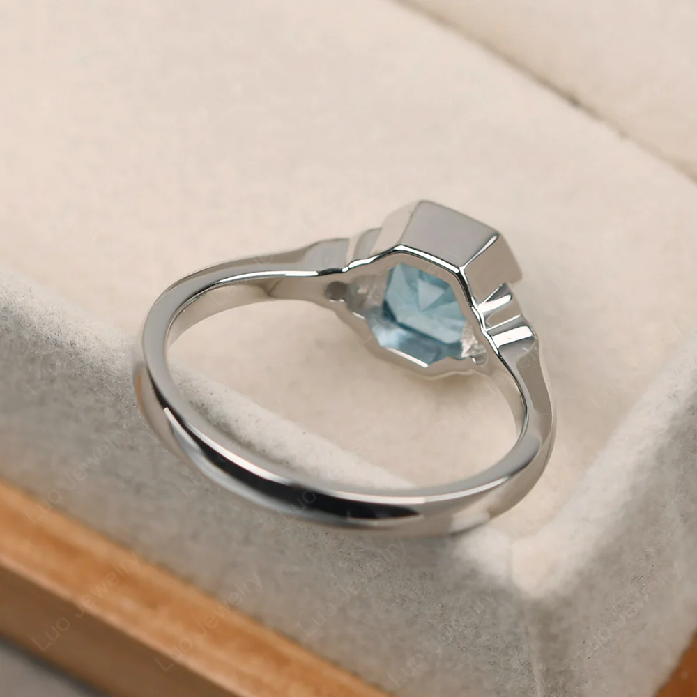Vintage Asscher Cut Swiss Blue Topaz Ring - Image 3
