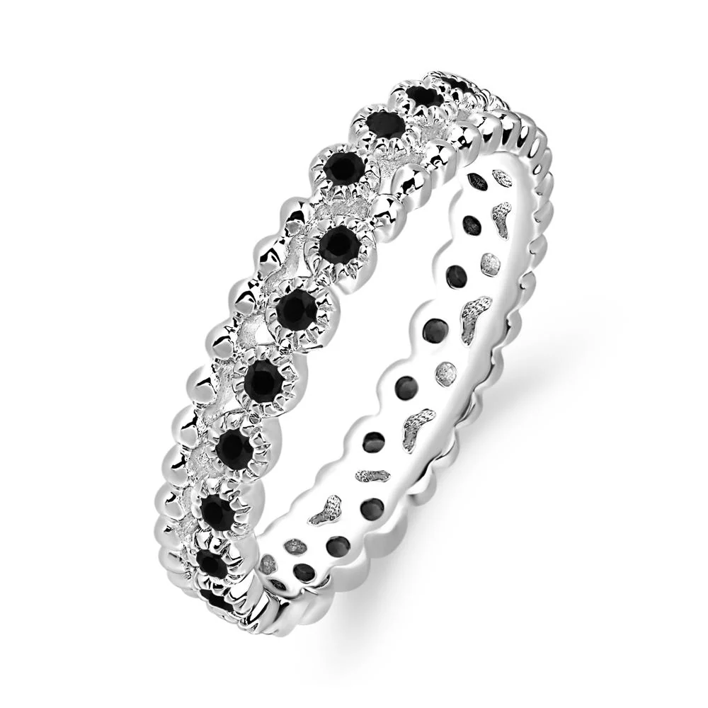 Vintage Inspired Black Spinel Eternity Ring - Image 2